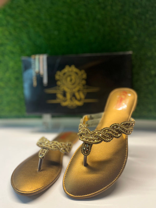 BROWN GOLD FLAT FANCY CHAPPAL