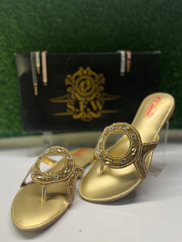 GOLDEN FANCY PARTY WEAR CHAPPAL