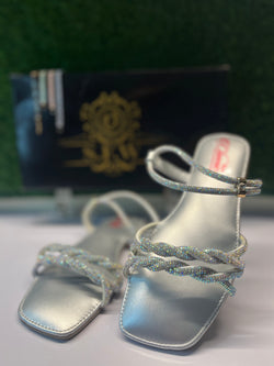 SILVER FANCY FLAT SANDLE D.1SL