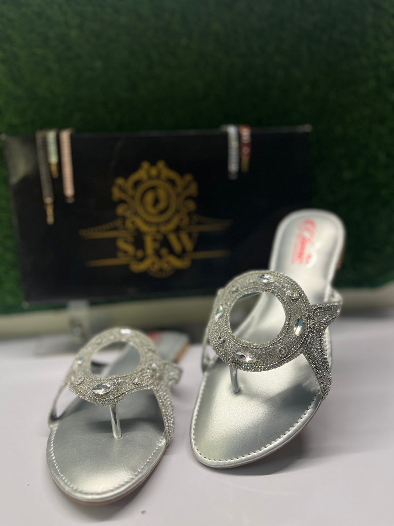 SILVER FANCY PARTY WEAR CHAPPAL